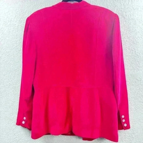 Vintage Due Per Due Red 100% Silk 2-pc Skirt Suit - Size 14 - Picture 9 of 13